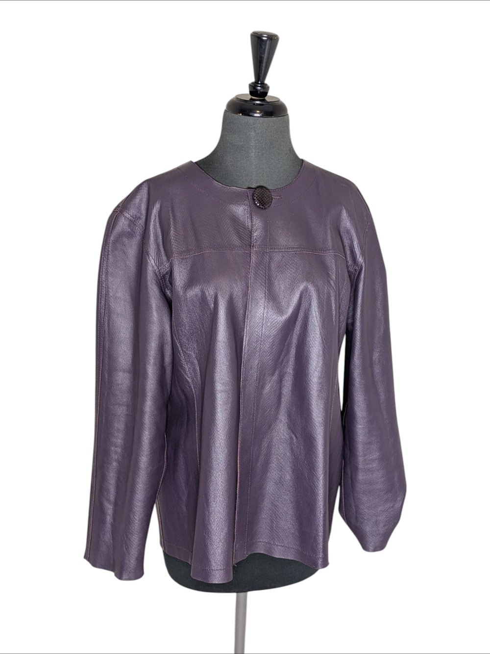Chico Reversible Plum/Burgundy Leather Button-Top Jacket Est Size XL Lightweight